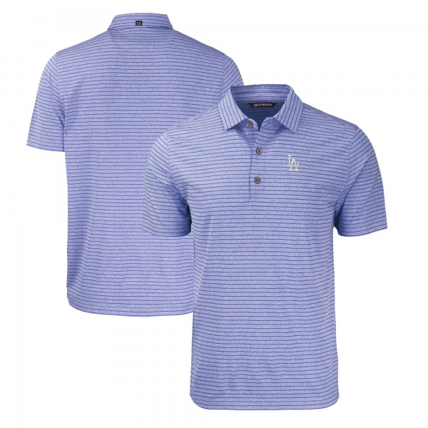 Los Angeles Dodgers Cutter & Buck Heather Royal Forge Eco Heathered Stripe Stretch Recycled Polo