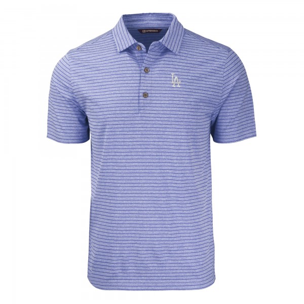 Los Angeles Dodgers Cutter & Buck Heather Royal Forge Eco Heathered Stripe Stretch Recycled Polo