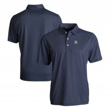 New York Yankees Cutter & Buck Navy/White Pike Eco Symmetry Print Stretch Recycled Polo