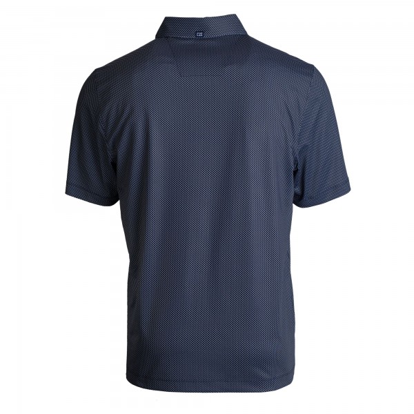 New York Yankees Cutter & Buck Navy/White Pike Eco Symmetry Print Stretch Recycled Polo
