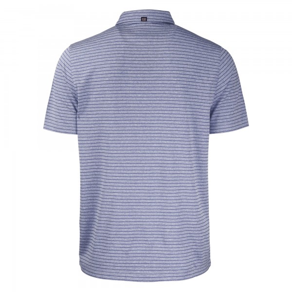 New York Yankees Cutter & Buck Heather Navy Forge Eco Heathered Stripe Stretch Recycled Polo