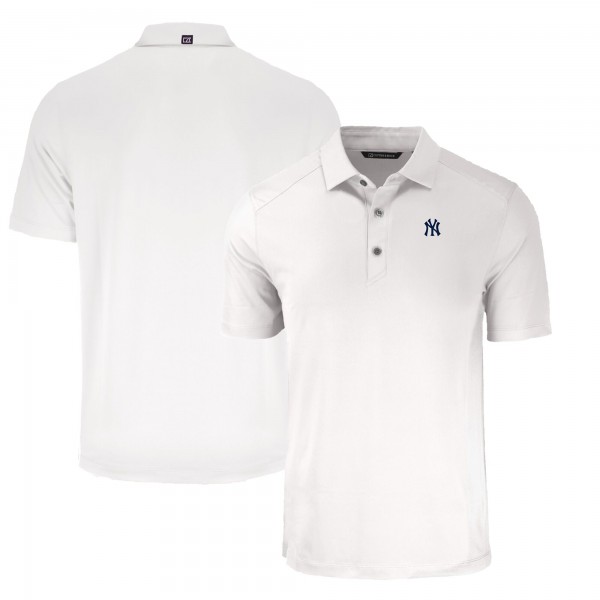 New York Yankees Cutter & Buck White Forge Eco Stretch Recycled Polo