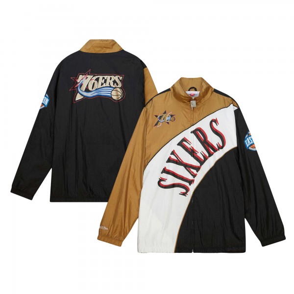 Ветровка на молнии Philadelphia 76ers Mitchell & Ness Hardwood Classics Arched Retro Lined - White
