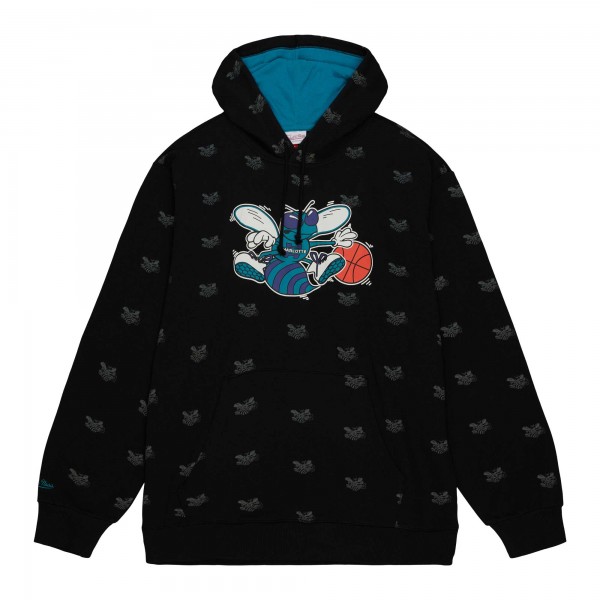 Толстовка Charlotte Hornets Mitchell & Ness Hardwood Classics Allover Print - Black