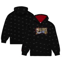 Толстовка Philadelphia 76ers Mitchell & Ness Hardwood Classics Allover Print - Black