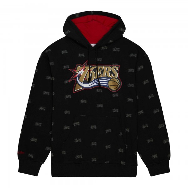 Толстовка Philadelphia 76ers Mitchell & Ness Hardwood Classics Allover Print - Black