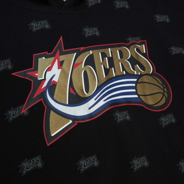 Толстовка Philadelphia 76ers Mitchell & Ness Hardwood Classics Allover Print - Black