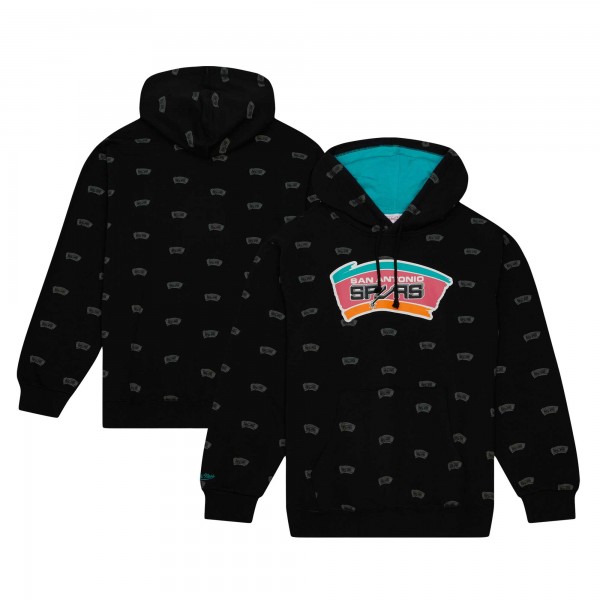 Толстовка San Antonio Spurs Mitchell & Ness Hardwood Classics Allover Print - Black
