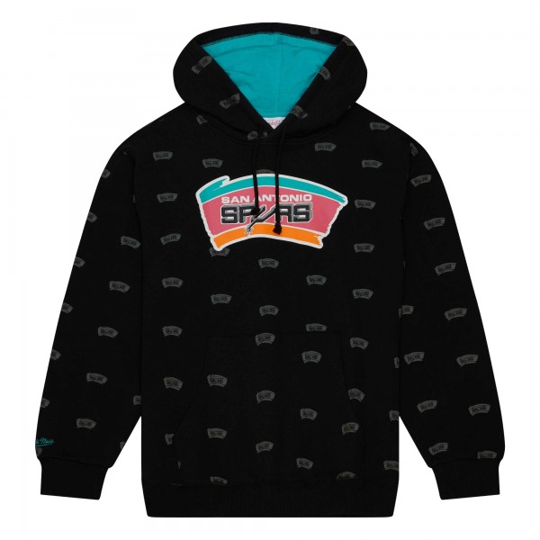 Толстовка San Antonio Spurs Mitchell & Ness Hardwood Classics Allover Print - Black