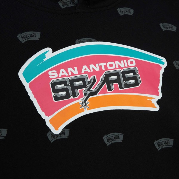 Толстовка San Antonio Spurs Mitchell & Ness Hardwood Classics Allover Print - Black