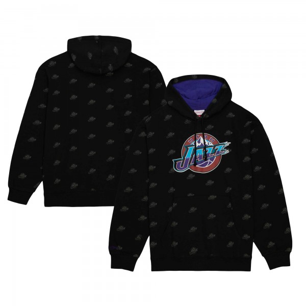 Толстовка Utah Jazz Mitchell & Ness Hardwood Classics Allover Print - Black
