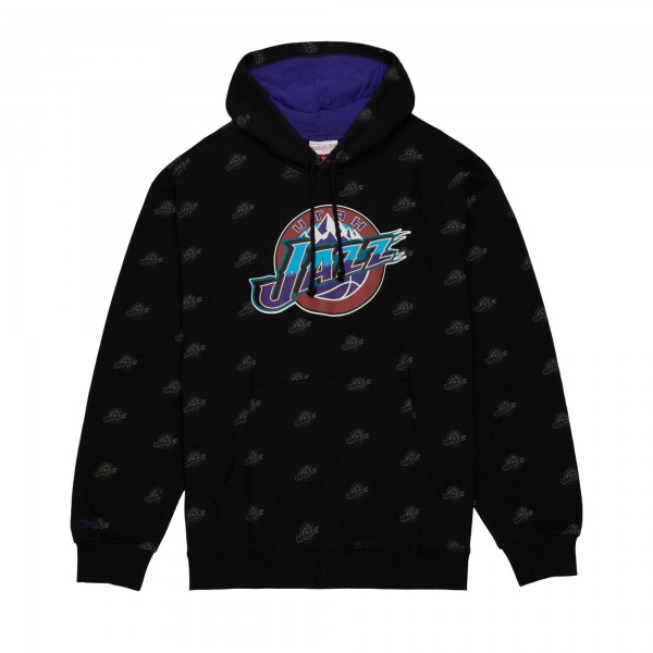 Толстовка Utah Jazz Mitchell & Ness Hardwood Classics Allover Print - Black