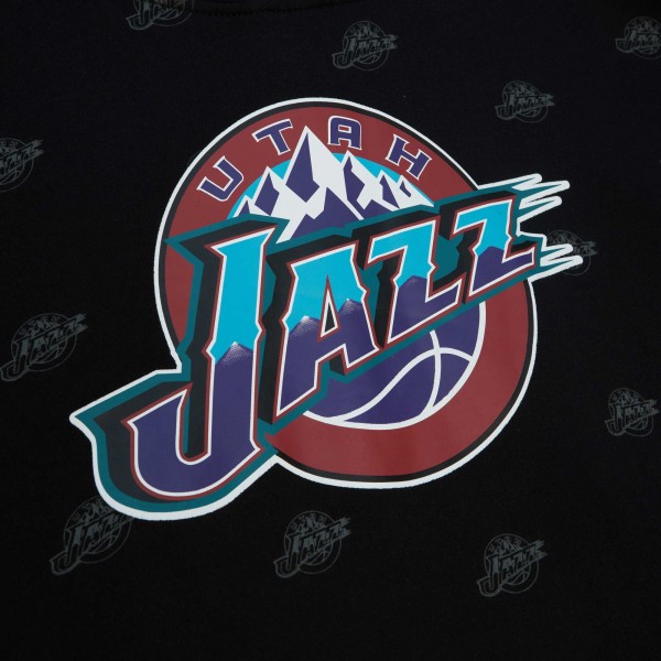 Толстовка Utah Jazz Mitchell & Ness Hardwood Classics Allover Print - Black