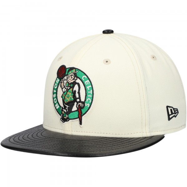 Бейсболка Boston Celtics New Era White/Black Faux Leather Visor Two-Tone 59FIFTY