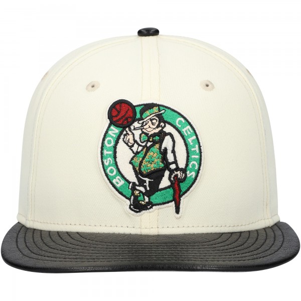 Бейсболка Boston Celtics New Era White/Black Faux Leather Visor Two-Tone 59FIFTY