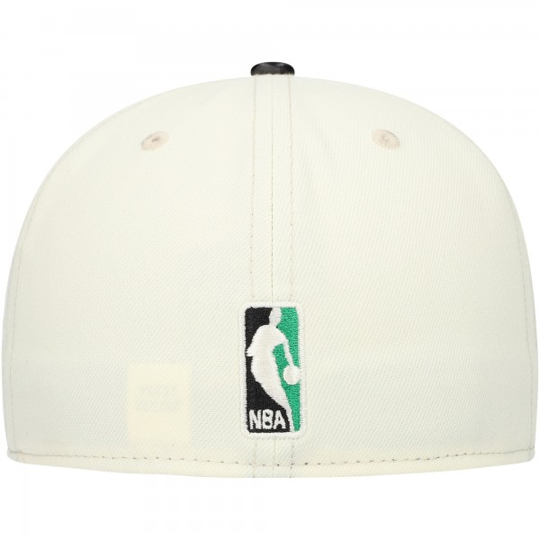 Бейсболка Boston Celtics New Era White/Black Faux Leather Visor Two-Tone 59FIFTY