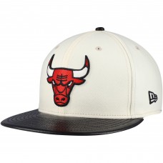 Бейсболка Chicago Bulls New Era Faux Leather Visor Two-Tone 59FIFTY - Cream/Black