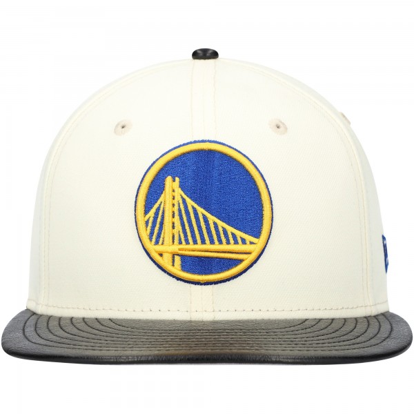 Бейсболка Golden State Warriors New Era Faux Leather Visor Two-Tone 59FIFTY - White/Black