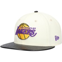 Бейсболка Los Angeles Lakers New Era Faux Leather Visor Two-Tone 59FIFTY - White/Black