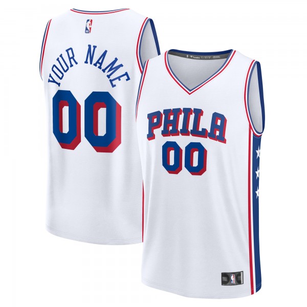 Подростковая Philadelphia 76ers Fanatics White Fast Break Custom Replica Jersey - Association Edition