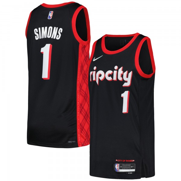 Игровая джерси Anfernee Simons Portland Trail Blazers Nike Swingman Player - City Edition - Black