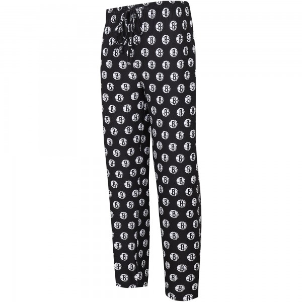 Пижамные штаны Brooklyn Nets Concepts Sport Allover Logo Print Gauge - Black