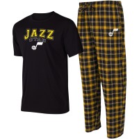 Пижама штаны и футболка Utah Jazz College Concepts Arctic - Black/Gold
