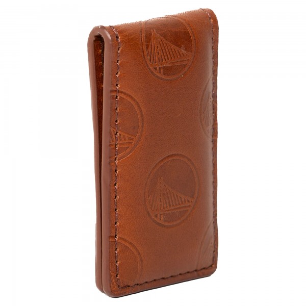 Golden State Warriors Lusso Sammy Magnetic Money Clip - Brown