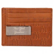 New York Yankees Lusso Brown Sanford Front Pocket Wallet with Money Clip