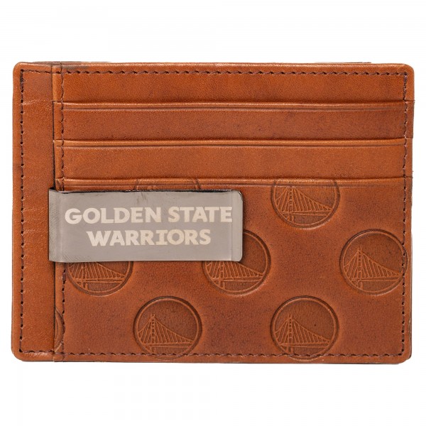 Golden State Warriors Lusso Sanford Front Pocket Wallet with Money Clip - Brown