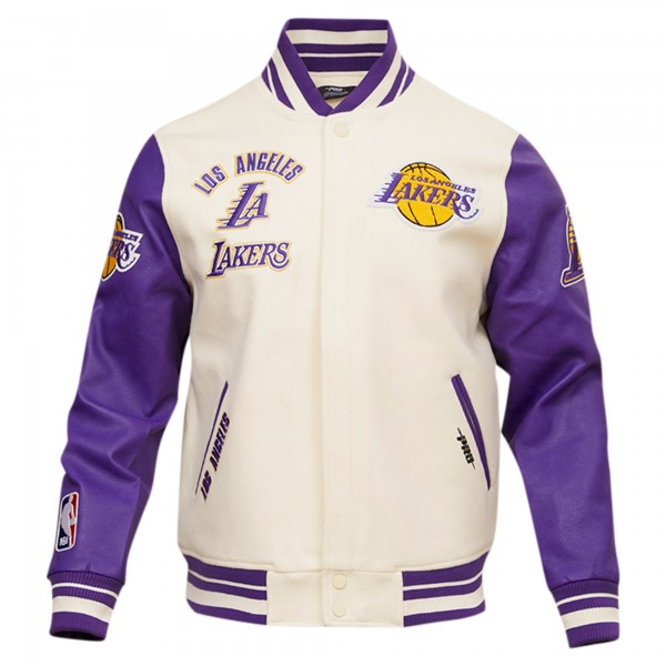 Кофта на молнии Los Angeles Lakers Pro Standard Retro Classic Varsity - Cream