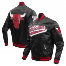 Куртка на кнопках Chicago Bulls Pro Standard Script Tail Satin Varsity - Black