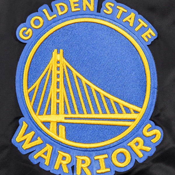 Бомбер Golden State Warriors Pro Standard Script Tail Full-Snap Satin Varsity - Black