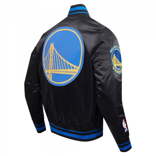 Бомбер Golden State Warriors Pro Standard Script Tail Full-Snap Satin Varsity - Black