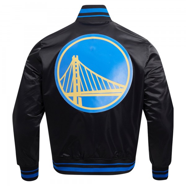 Бомбер Golden State Warriors Pro Standard Script Tail Full-Snap Satin Varsity - Black