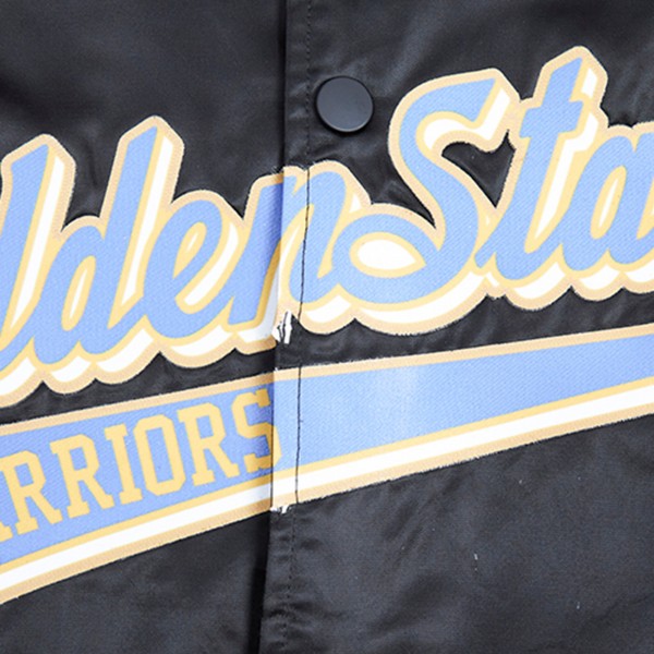 Бомбер Golden State Warriors Pro Standard Script Tail Full-Snap Satin Varsity - Black