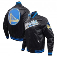 Бомбер Golden State Warriors Pro Standard Script Tail Full-Snap Satin Varsity - Black