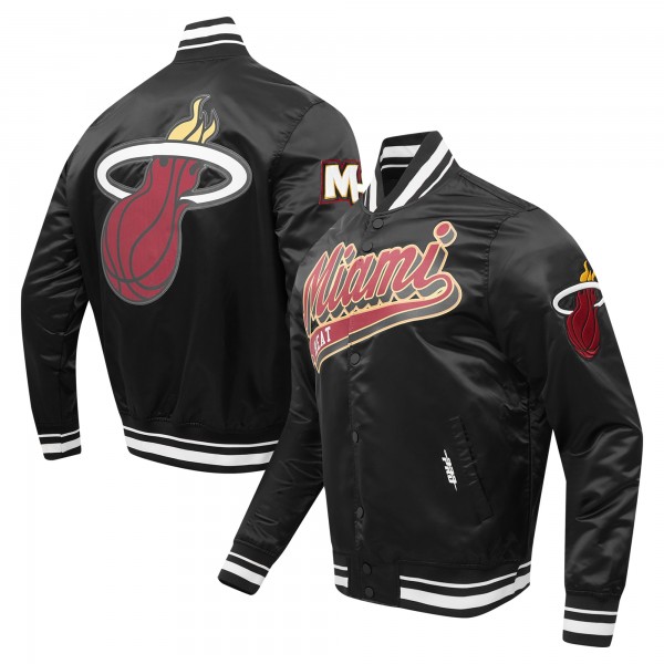 Куртка на кнопках Miami Heat Pro Standard Script Tail Satin Varsity - Black