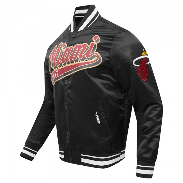 Куртка на кнопках Miami Heat Pro Standard Script Tail Satin Varsity - Black