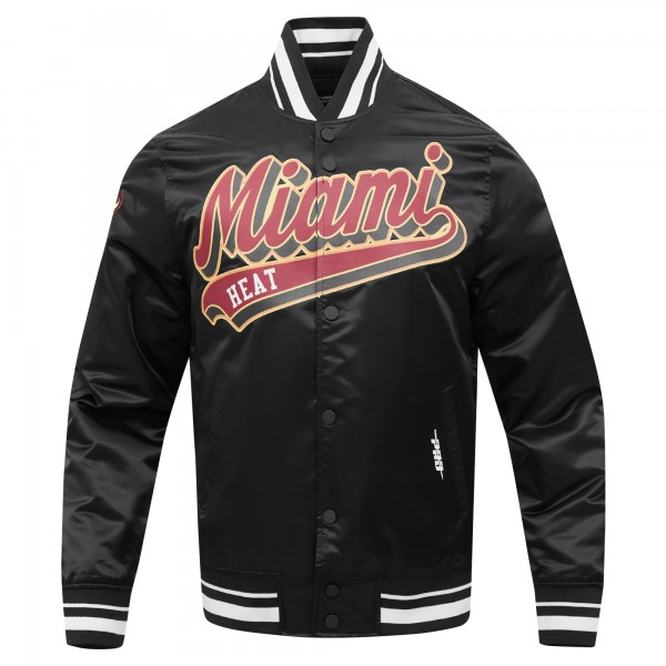 Куртка на кнопках Miami Heat Pro Standard Script Tail Satin Varsity - Black