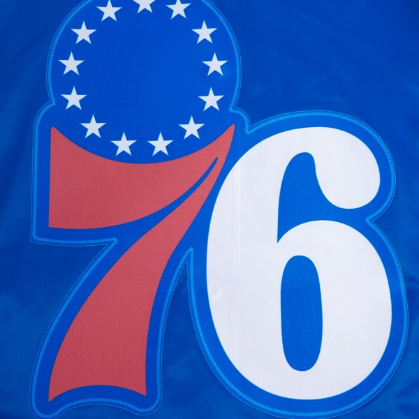 Philadelphia 76ers Pro Standard Royal Script Tail Full-Snap Satin Varsity Jacket