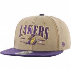 Los Angeles Lakers 47 Chilmark Captain Snapback - Khaki/Purple