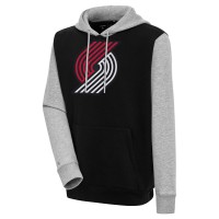 Толстовка Portland Trail Blazers Antigua Victory Colorblock - Black/Heather Gray