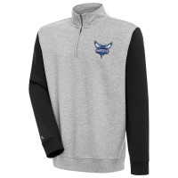 Кофта на короткой молнии Charlotte Hornets Antigua Victory Colorblock - Heather Gray/Black