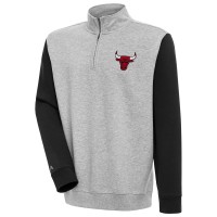 Кофта на короткой молнии Chicago Bulls Antigua Heather Gray/Black Victory Colorblock