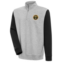 Кофта на короткой молнии Denver Nuggets Antigua Victory Colorblock - Heather Gray/Black