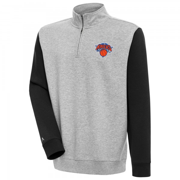 Кофта на короткой молнии New York Knicks Antigua Victory Colorblock - Heather Gray/Black