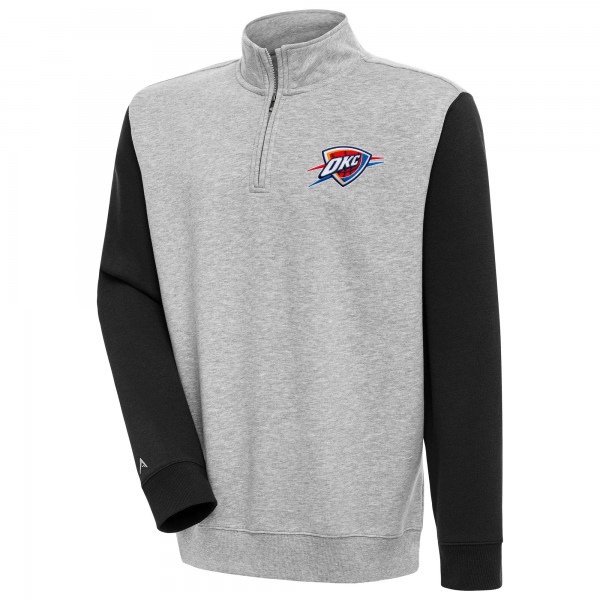 Кофта на короткой молнии Oklahoma City Thunder Antigua Victory Colorblock - Heather Gray/Black