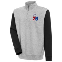 Кофта на короткой молнии Philadelphia 76ers Antigua Victory Colorblock - Heather Gray/Black