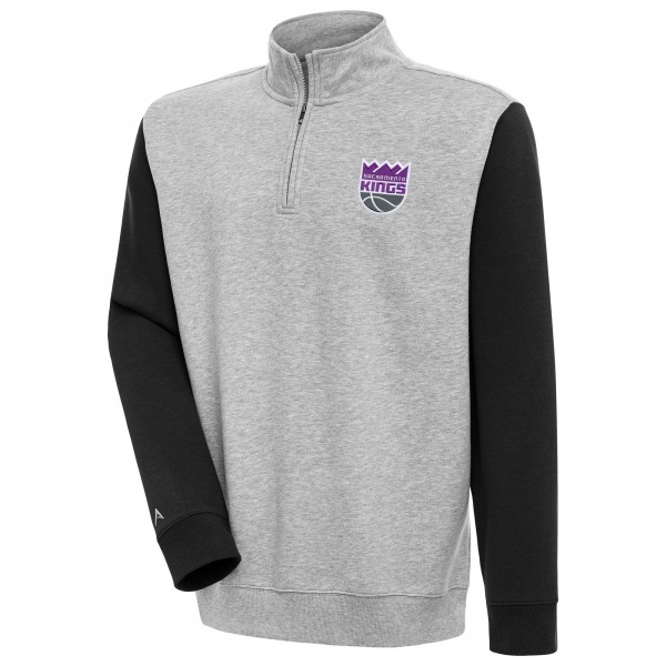Кофта на короткой молнии Sacramento Kings Antigua Victory Colorblock - Heather Gray/Black